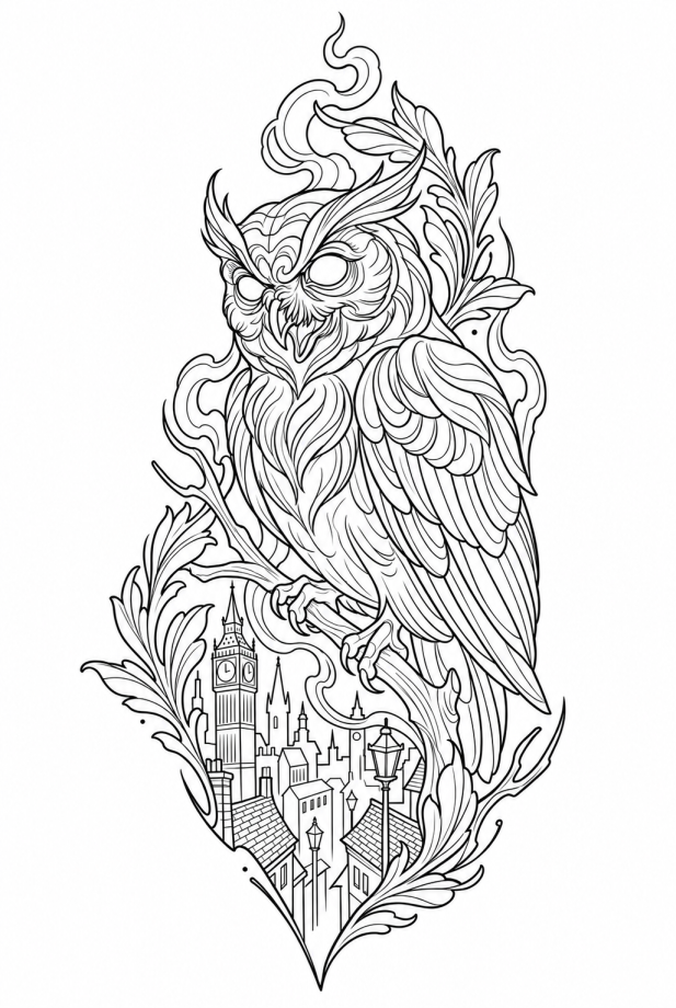 Owl stencil. Reading 1 of 4.