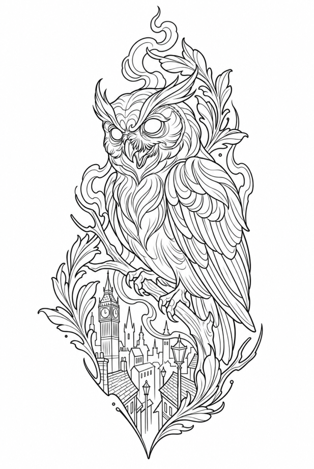 Owl stencil. Reading 3 of 4.