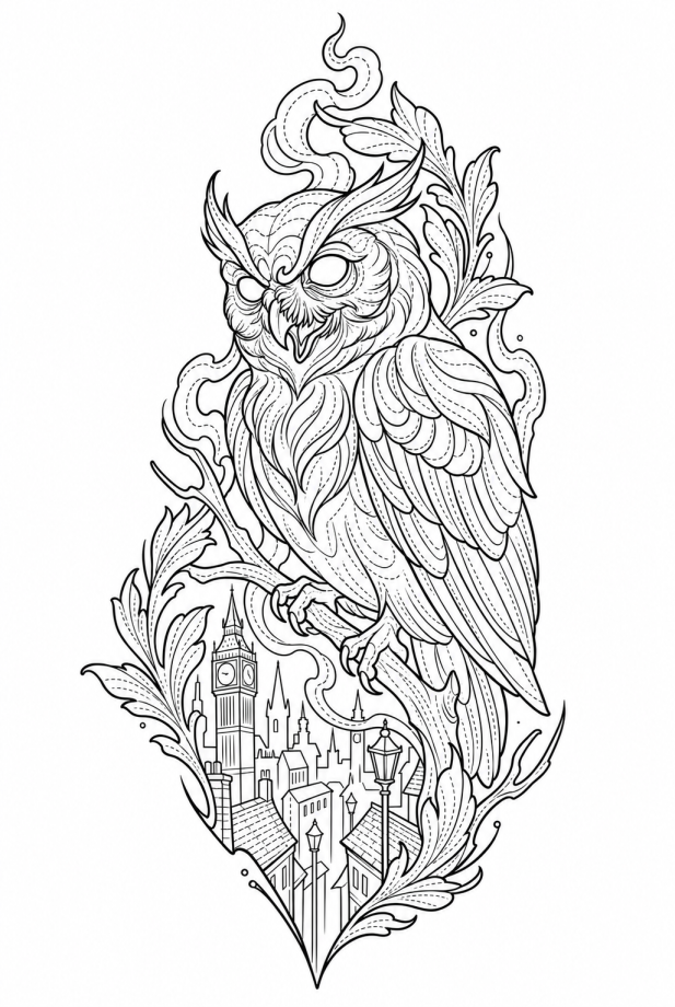 Owl stencil. Reading 4 of 4.